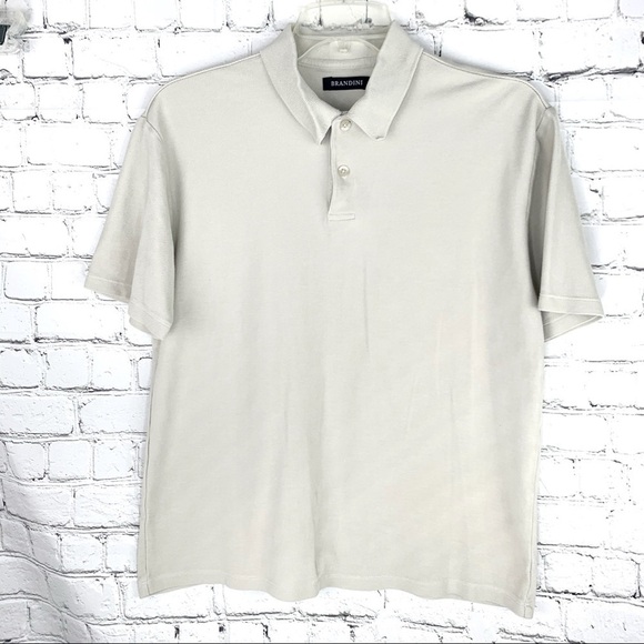 Euc-brandini Beige/Cream Silk/Cotton Blend, Super Soft,  Short Sleeve Polo Shirt - Picture 1 of 11